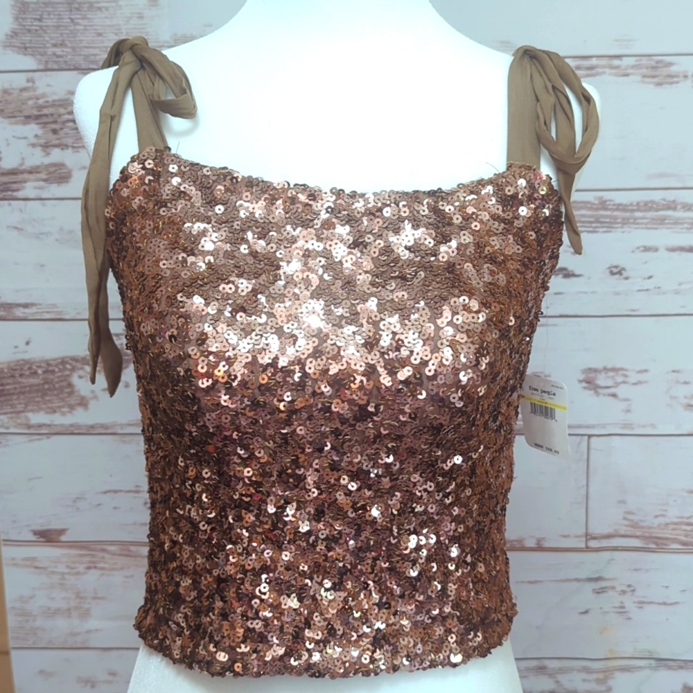 Free People sequined Top NWT size medium